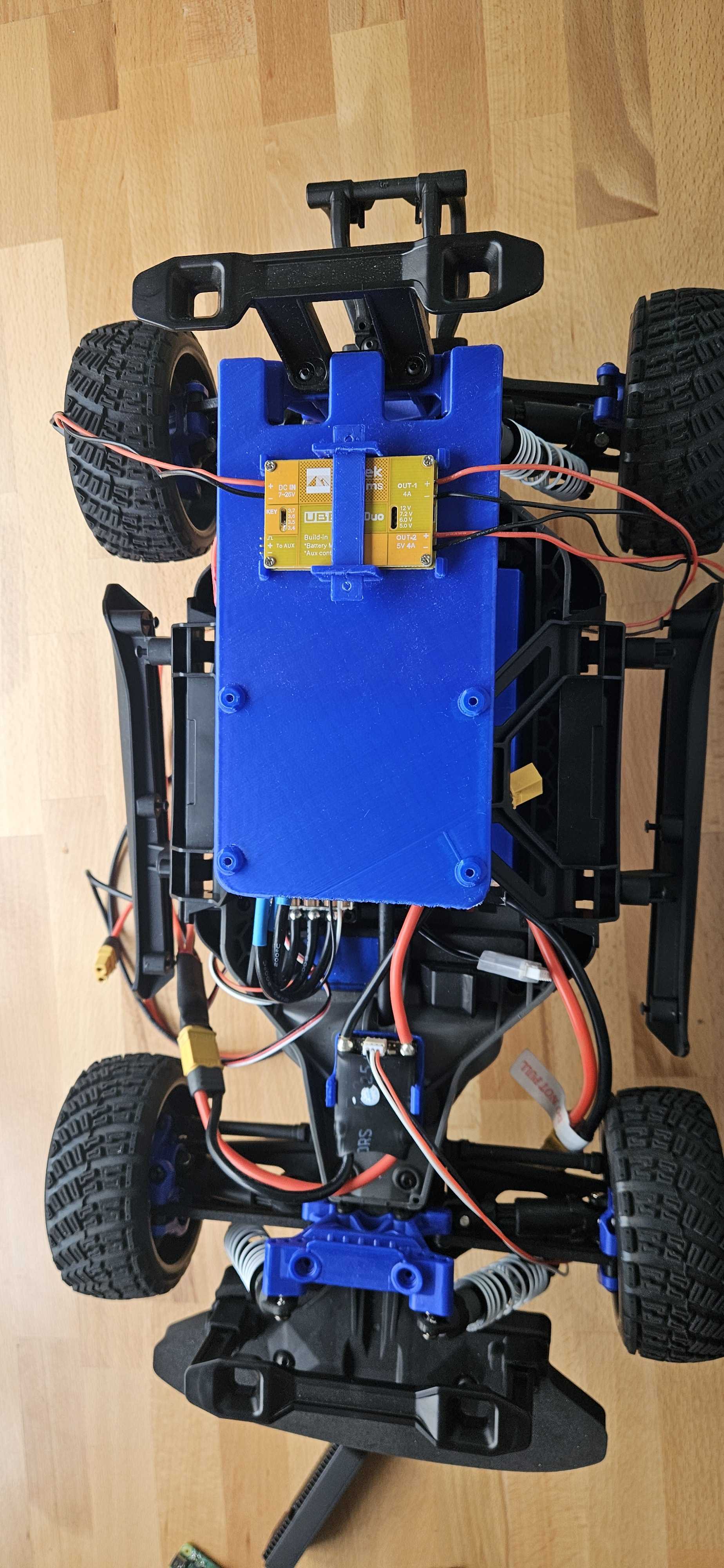 DC-DC converter mounted on blue plate