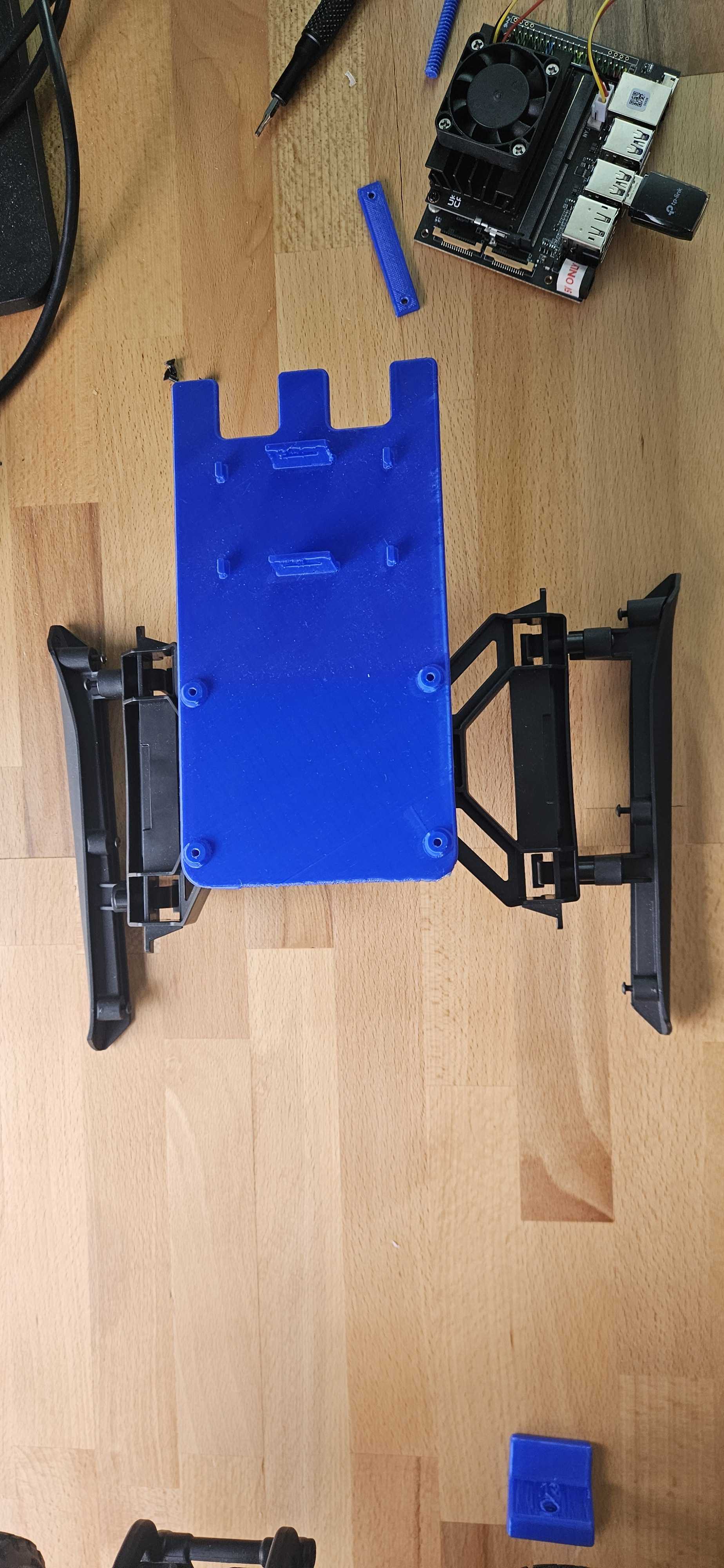 Top view of support plate mounted on rear