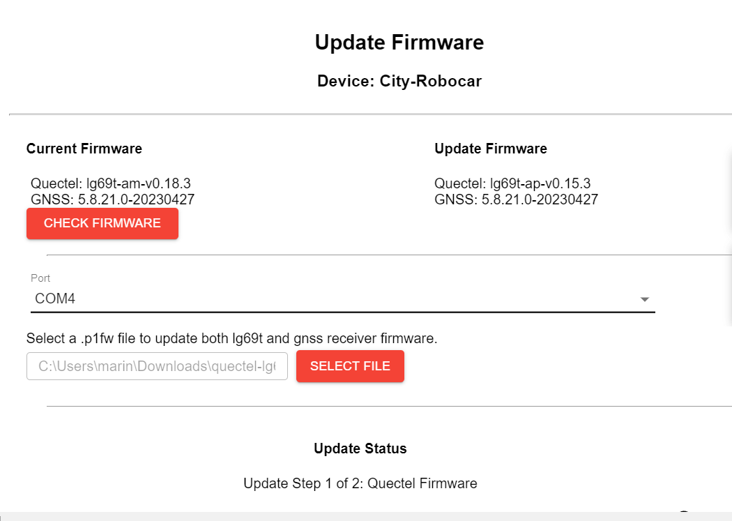 Firmware Update Screen